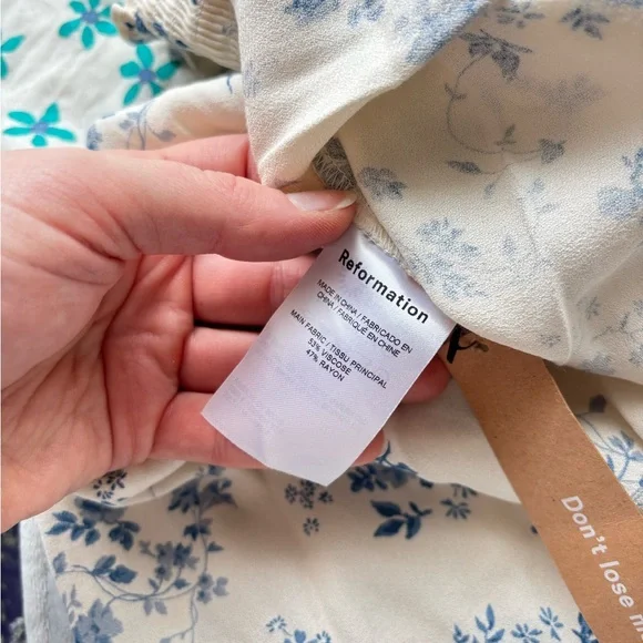 NWT Reformation The Pacey Floral Sweetheart Mini Dress in Lula White Blue Print - Picture 8 of 8